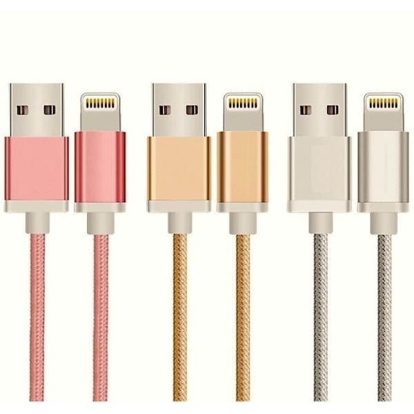Metall nylonkabel för IPHONE X APPLE Lightning USB-laddare 1,5 m flätad kontakt - Färg:ARG