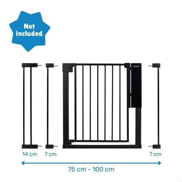 Badabulle Barnsäkerhetsbarriär Safe&Pass - Tryckmonteringssystem - Automatisk Låsning Svart