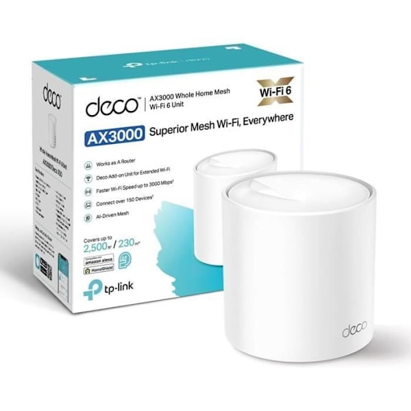 WiFi 6 Mesh AX3000Mbps - TP-Link Deco X50 (1-pack) - WiFi 6-system för hela hemmet - 230 m2 täckning - Föräldrakontroll