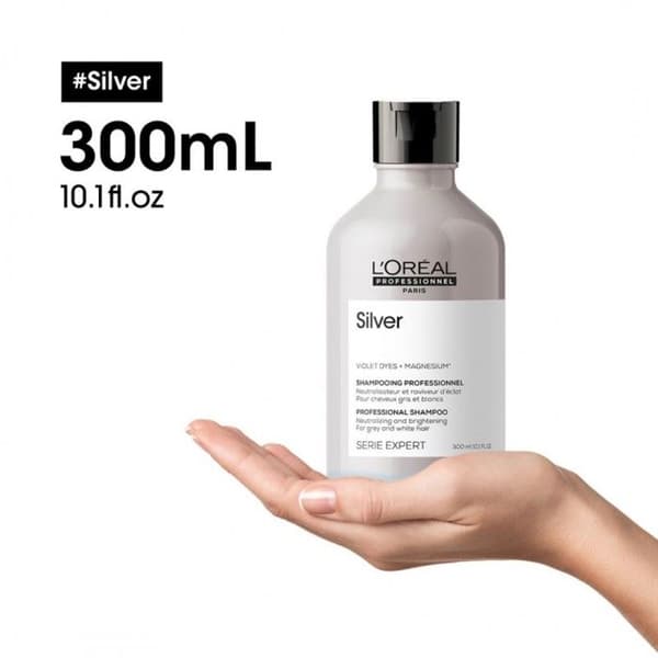 L'Oréal Professionnel neutraliserande schampo, grått eller vitt hår, Silver Serie Expert, 300 ml
