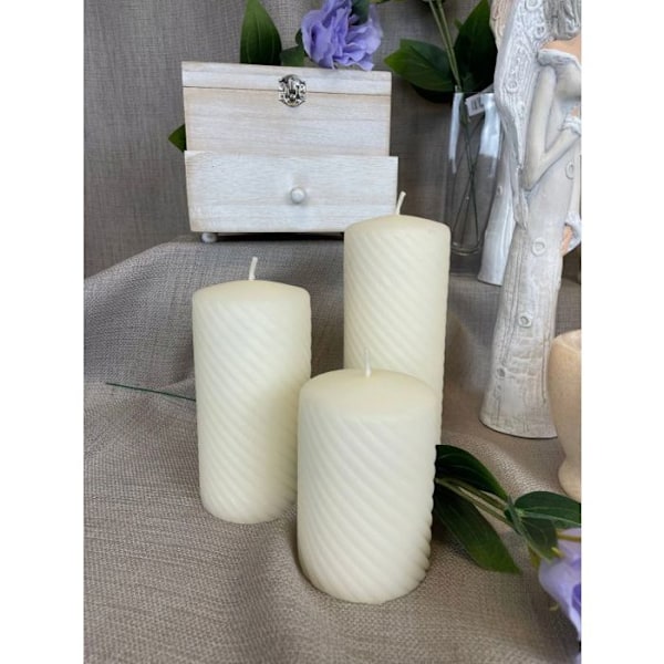 Bougie (utom födelsedagar) Lumarko Cylindrisk Stearinljus Medium 7x14cm Creme av Paraffin!