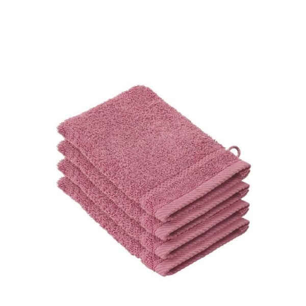 STEPHANIE - Set med 4 handskar - 100 % kammad bomull - Karminrosa färg - 540 g-m² Rosa karmin