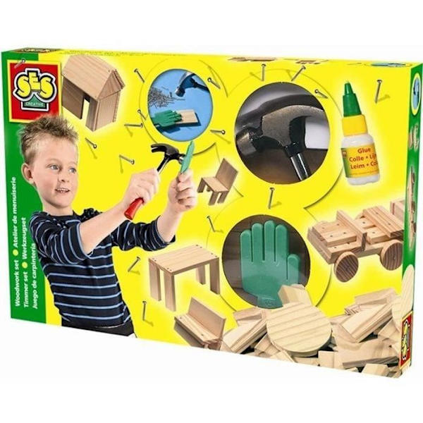 Snickeri verkstad - SES CREATIVE - Komplett kit - Träleksaker Grått och grönt