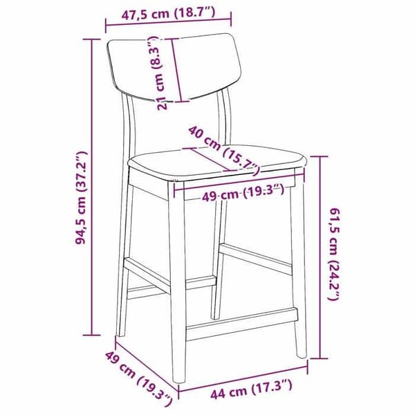 vidaXL Matstolar 2 st Vit 48 x 49 x 95 cm 42020481