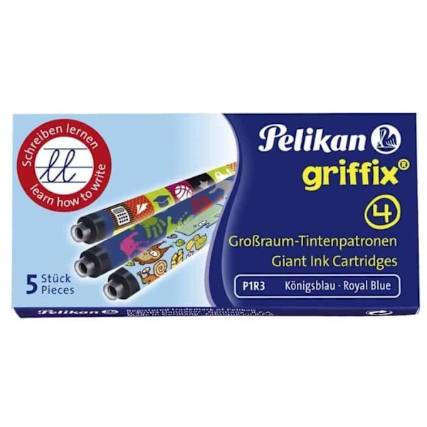Bläckpatron - Pelikan - Griffix - Kungablå - Utplånbar - 5 stycken kungsblå