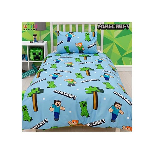 Sängset - Minecraft Epic - Vändbar 2 i 1 - 135 x 200 cm - Mikrofiber polyester Blå