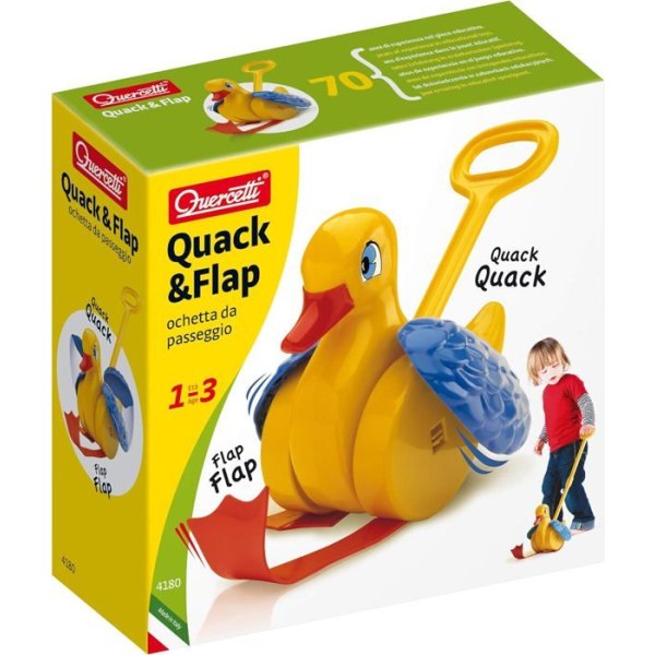 Draleksak - push-leksak Quercetti - Q4180 - 4180 Quack Flap - Draleksaker, Aktivitets- och utvecklingsleksaker