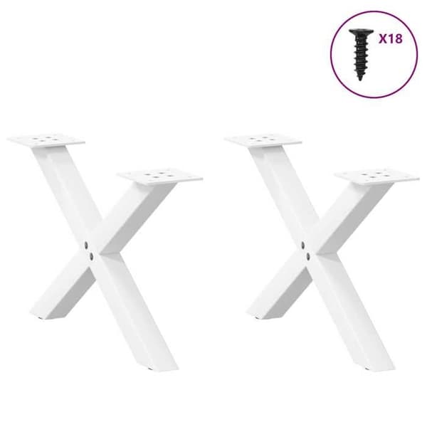 vidaXL X-formade soffbordben, 2 stycken, vit, 60 x (30-31) cm, stål 4012881