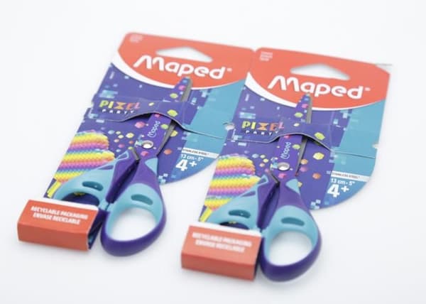 Sax - Maped - Pixel Party 13cm - Ergonomiska - Rostfritt Stål - Unisex BLÅ