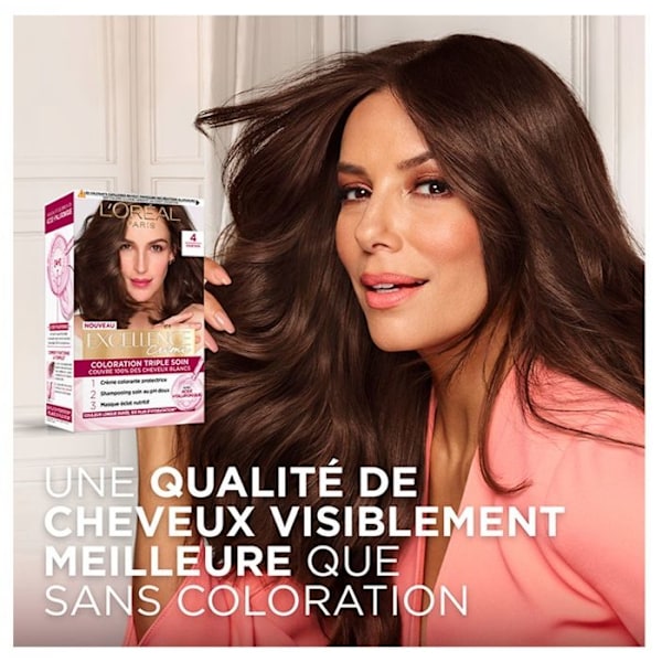 Färgcreme - L'Oréal - Excellence - Nöt 6.41 - Paket med 2 - Trippelvård Noisette 6.41