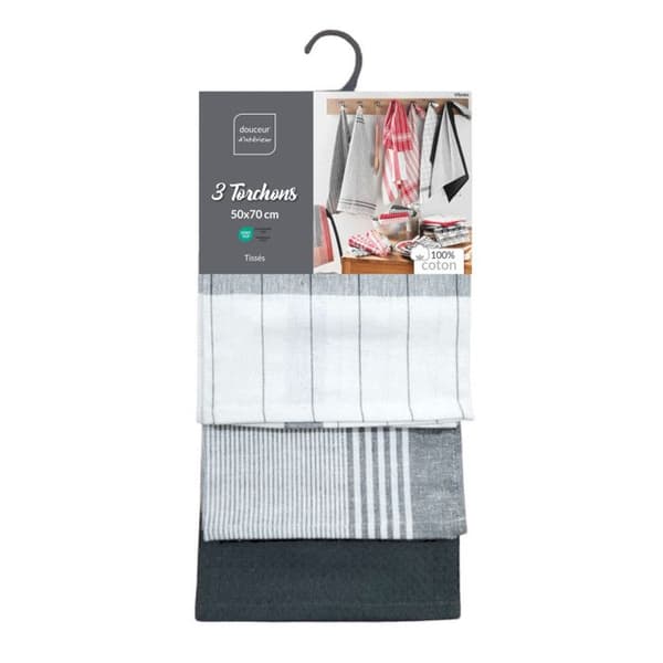Köksduk - Vibrato - Set om 3 - 50x70 cm - 100% bomull bikupa Kolgrå