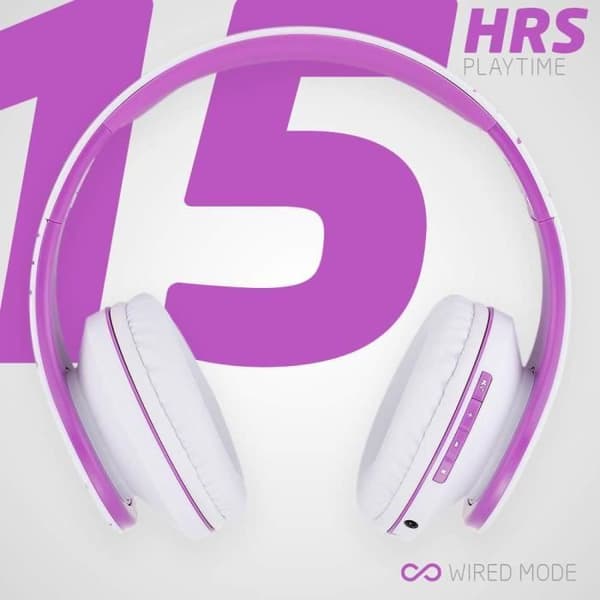 Bluetooth-hörlurar - POWERLOCUS - Fällbara - HD stereo - Micro SD/TF - Lila Violett