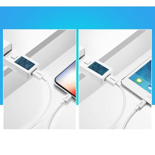 USB-Lightning-kabel - UGREEN - MFi - 2 m - 2,4 A - Vit Vit