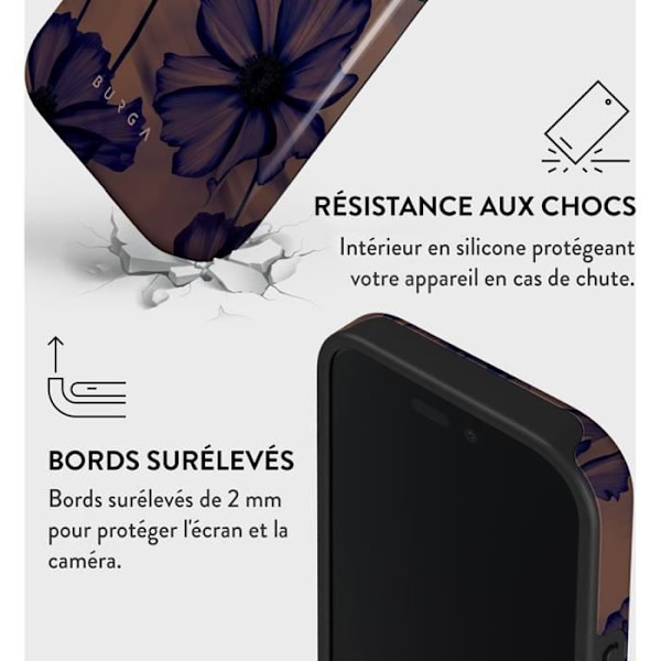 Coque för iPhone 16 Plus MagSafe Tough Antichoks Modell Velvet Night Burga Lavendel kastanj