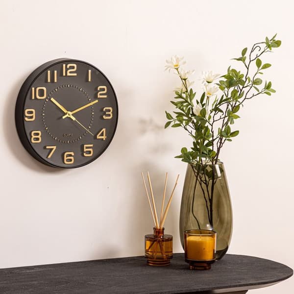 Reliefklocka Doris svart D30cm - Atmosphera Inredningsdesigner Svart