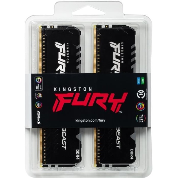 Kingston FURY Beast RGB 32 GB (2 x 16 GB) DDR4 2666 MHz CL16 -minne