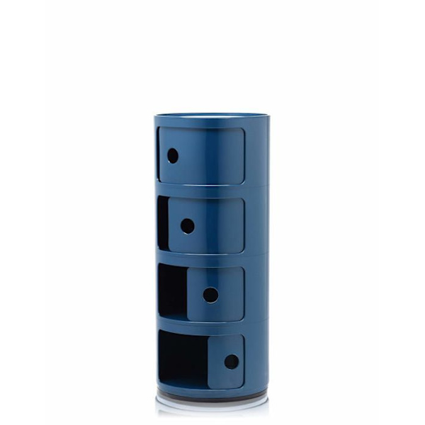 Liten Kartell förvaringsenhet - 0498515 - Componibili, Behållare 4 element, Blå, Rund bas