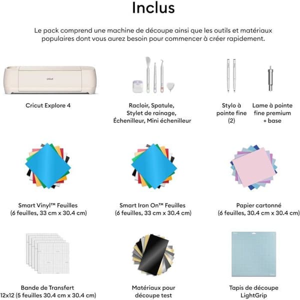Cricut Explore 4 Kit Essentials Snabb och Precisionsskärmaskin Vit