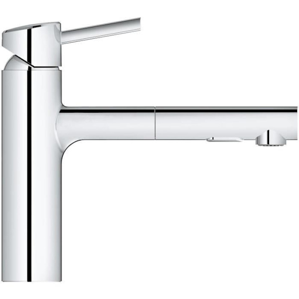 GROHE Engrepps diskbänksblandare Concetto 30273001 - Gjuten vridbar pip - 100 ° rotation - Utdragbart duschmunstycke - Temperaturbegränsare - Krom Grå krom