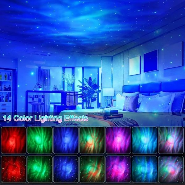 LED-stjärnprojektor - MHAZDZE - Fjärrkontroll - Avkopplande atmosfär - Dimming - Timer Röd, Grön, Blå, Stjärnor