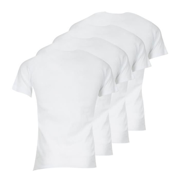Vit T-shirt med V-ringad ekologisk bomull för män - ATHENA - 4-pack - jag