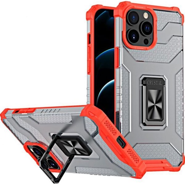 Hurtel Crystal Ring Case hybrid skyddande skal + magnetiskt stativ iPhone 12 Pro röd