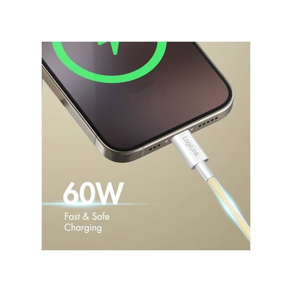 USB-C till USB-C-kabel - Logilink - CU0354 - 1,5 m - Gul - 60 W - Snabbladdning - Dataöverföring - USB PD 3.0