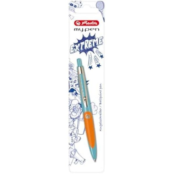 Kulspet - HERLITZ - my.pen - Turkos/Orange - Blått bläck - Medelspets turkos/orange