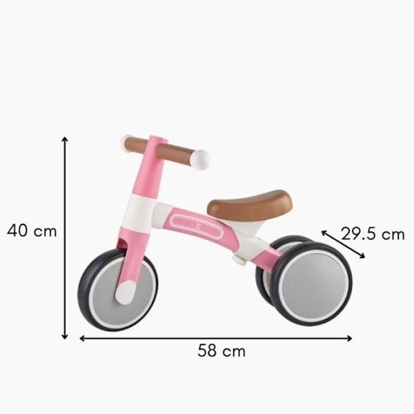 3-hjulig balanscykel för barn i åldrarna 1 till 3 år - HAPE - Rosa - Utomhus - 58 cm lång - 25 kg - Tjej