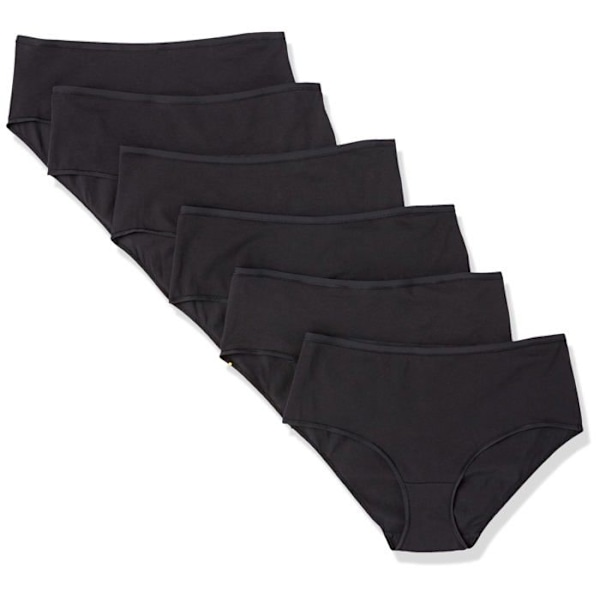 Essentials - AEBECT03M6Black - Amazon midi underkläder i bomull (Stora storlekar tillgängliga) Dam, 6-pack Svart 42