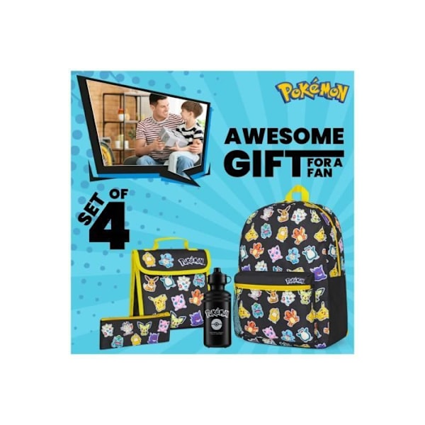 Ryggsäck - POKEMON - Set med 4 - Svart - Pojke - Skolmaterial Svart, Flerfärgad