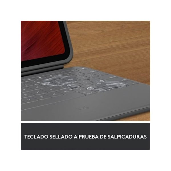 Hus till iPad + Tangentbord - Logitech - Rugged Folio - Spanska Qwerty - Sprutsäker - Bluetooth Grafitgrå