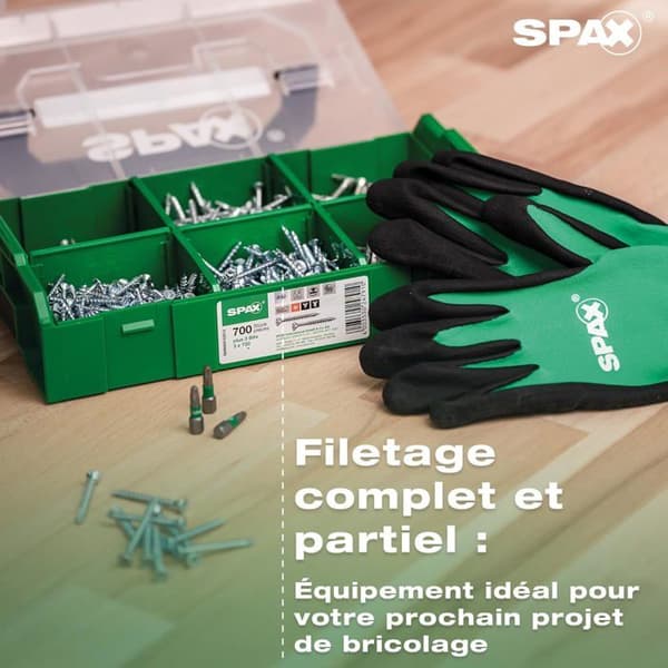 SPAX L-BOXX Mini Coffret 700 skruvar WIROX A9J T-STAR plus + 3 T20 bits och handskar