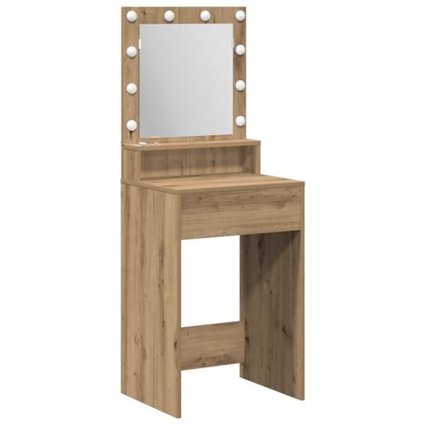 Coiffeuse - Ek Artisan - LED-belysning - 50x41x135 cm - Förvaring ingår Brun, Vit