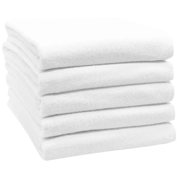 Zollner - 00000356-001 - Set med 5 badlakan, badlakan, 100x150 cm, bomull, vit