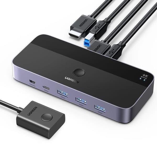 KVM-switch 2-i-1 HDMI - UGREEN - CM664 - 2 HDMI in, 1 HDMI ut - 4K@30Hz - USB-ström