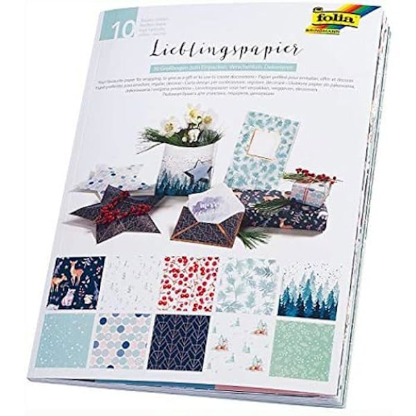 Mönstrat papper - FOLIA - 10 ark - 50 x 70 cm - 80 g/m² - Färgglad Färgad