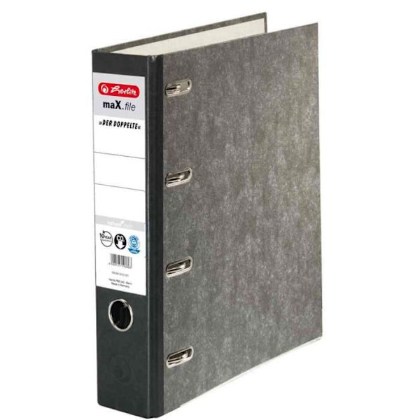 Mapp - herlitz - maX.file nature - Svart - 4 ringar - Ryggbredd 70 mm svart