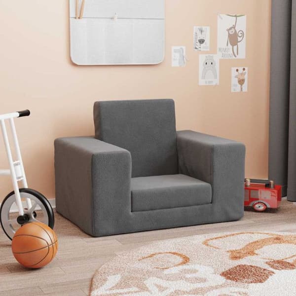 Sängsoffa för barn antracit mjuk plysch