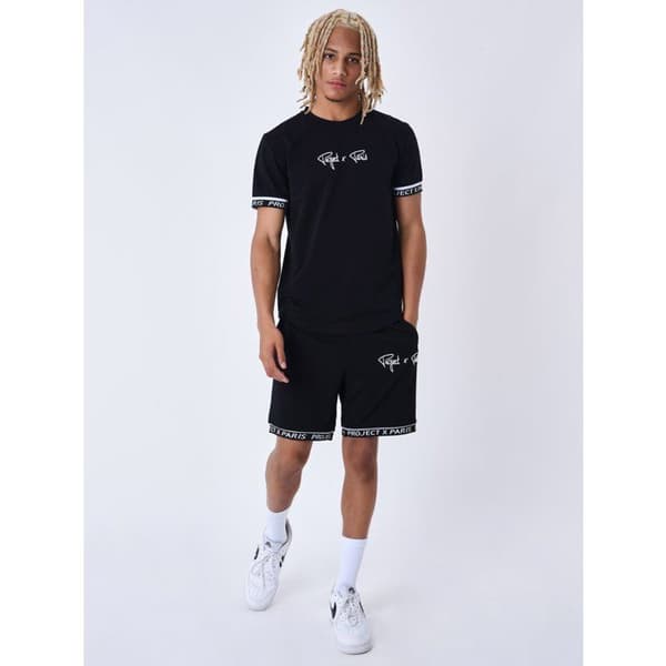 T-shirt med elastiska band Svart S