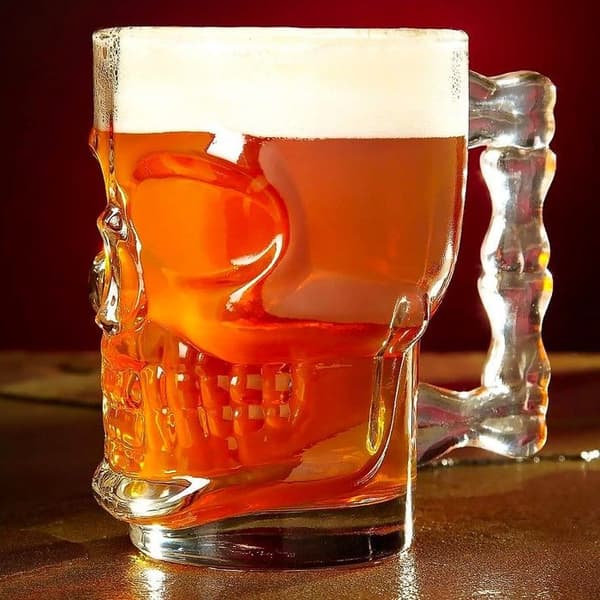 Ölglas - WINKEE - Dödskalle - Transparent glas - Diskmaskinskompatibel - 1 stycke Transparent