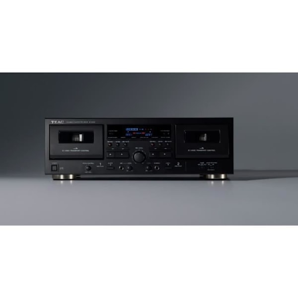 TEAC W-1200 - Tvådeckars kassettspelare - Svart - 30-1500 Hz - 6,3 mm - 22 W