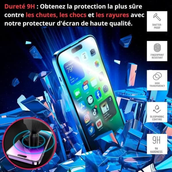 Härdat Glas - Deppa - iPhone 14 Pro Max 6.7' - Full Täckning - Stötresistent - Enkel Installation