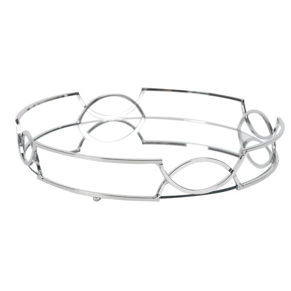 Plateau - HEM DECO FABRIK - Spegel - Silverfärgad - Rund - D30 cm Pengar