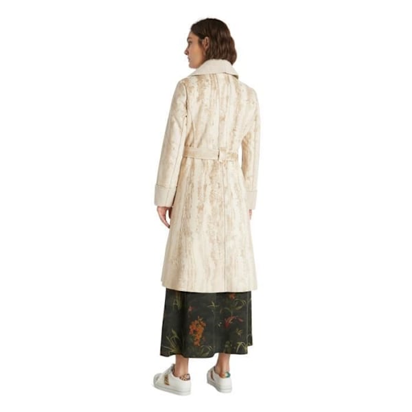 Manteau - DESIGUAL - MARVELOUS - Syntetiskt läder - Matchande bälte - V-ringad i fleece ECRU S