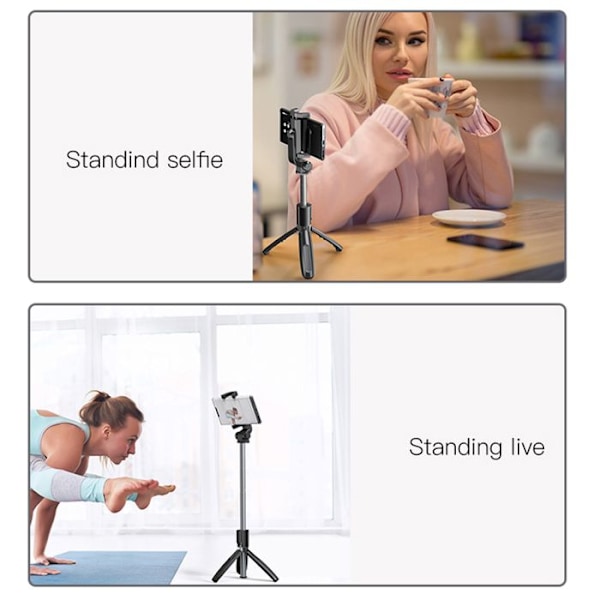 Selfie-stick med fjärrkontroll och stativ - Yesido (SF11) - Svart