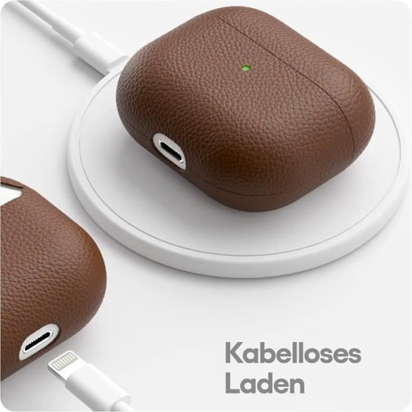 Skyddsetui - KEYBUDZ - Apple AirPods 3 - Äkta läder - Brun - Stötbeständig kastanj