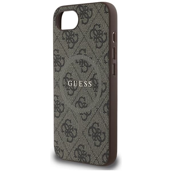 Coque Guess 4G Ring Classic Logo MagSafe för iPhone 16e - Brun Brun