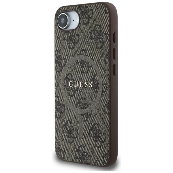 Coque Guess 4G Ring Classic Logo MagSafe för iPhone 16e - Brun Brun