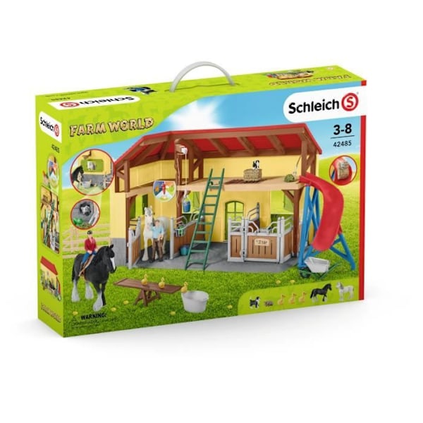 SCHLEICH stall - Farm World - 7 djur, 2 boxar för hästar och tillbehör Flerfärgad